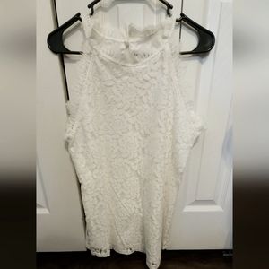 White lace lined halter tank